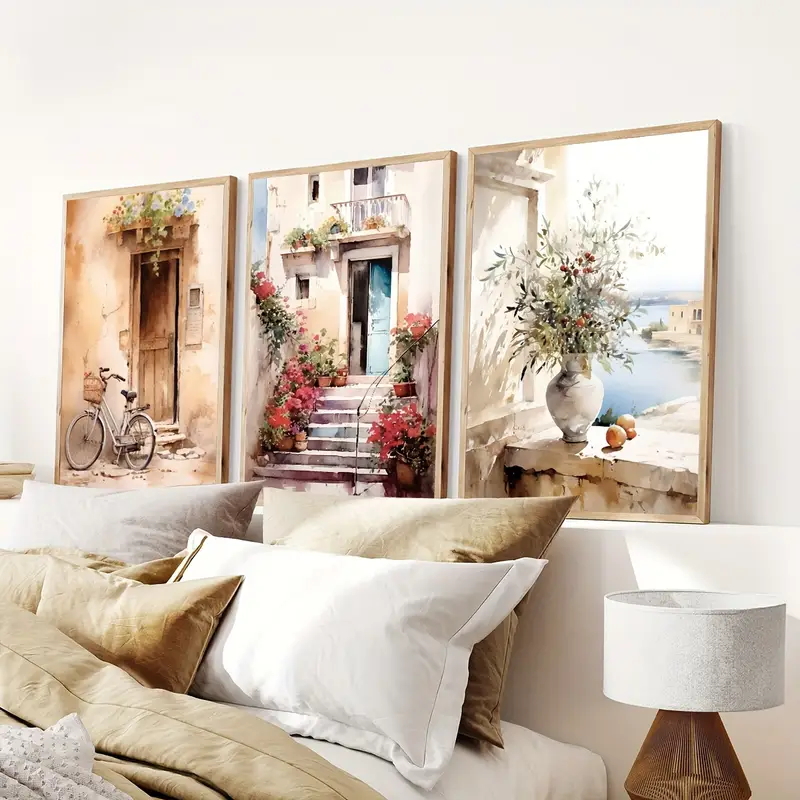 Home Decor Vase - 3Pcs/Set Modern Geometric Landscape with Bicycle