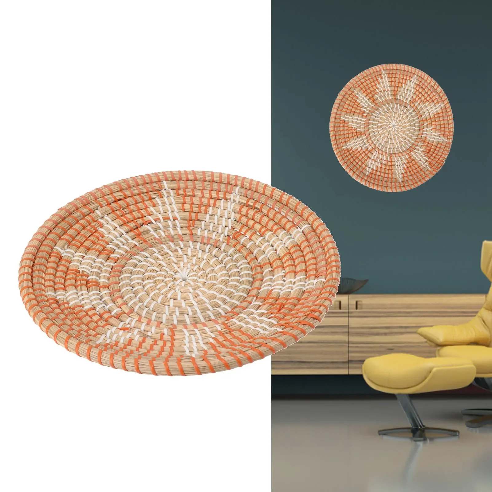 Woven Wall Basket - Round Grass Wall Ornaments 35cm Diameter