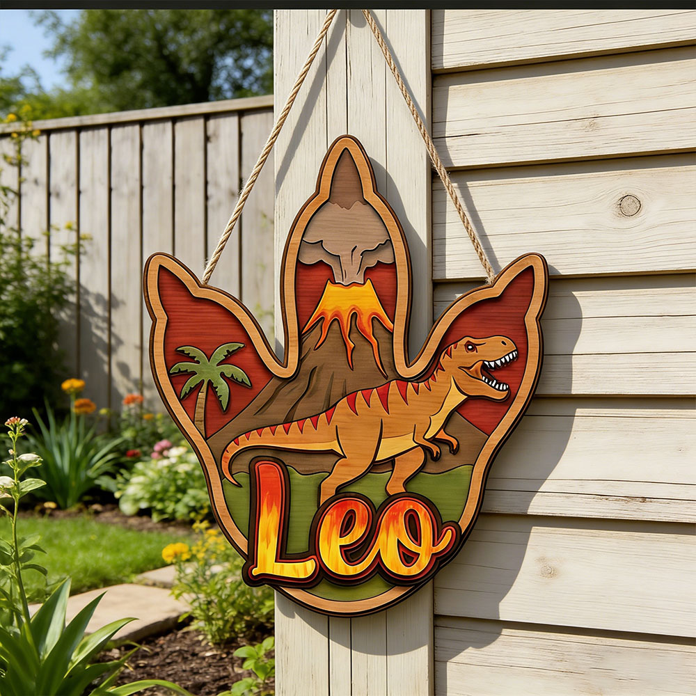 Home Decor Names - Personalized 3D T-Rex Dinosaur Name Wooden