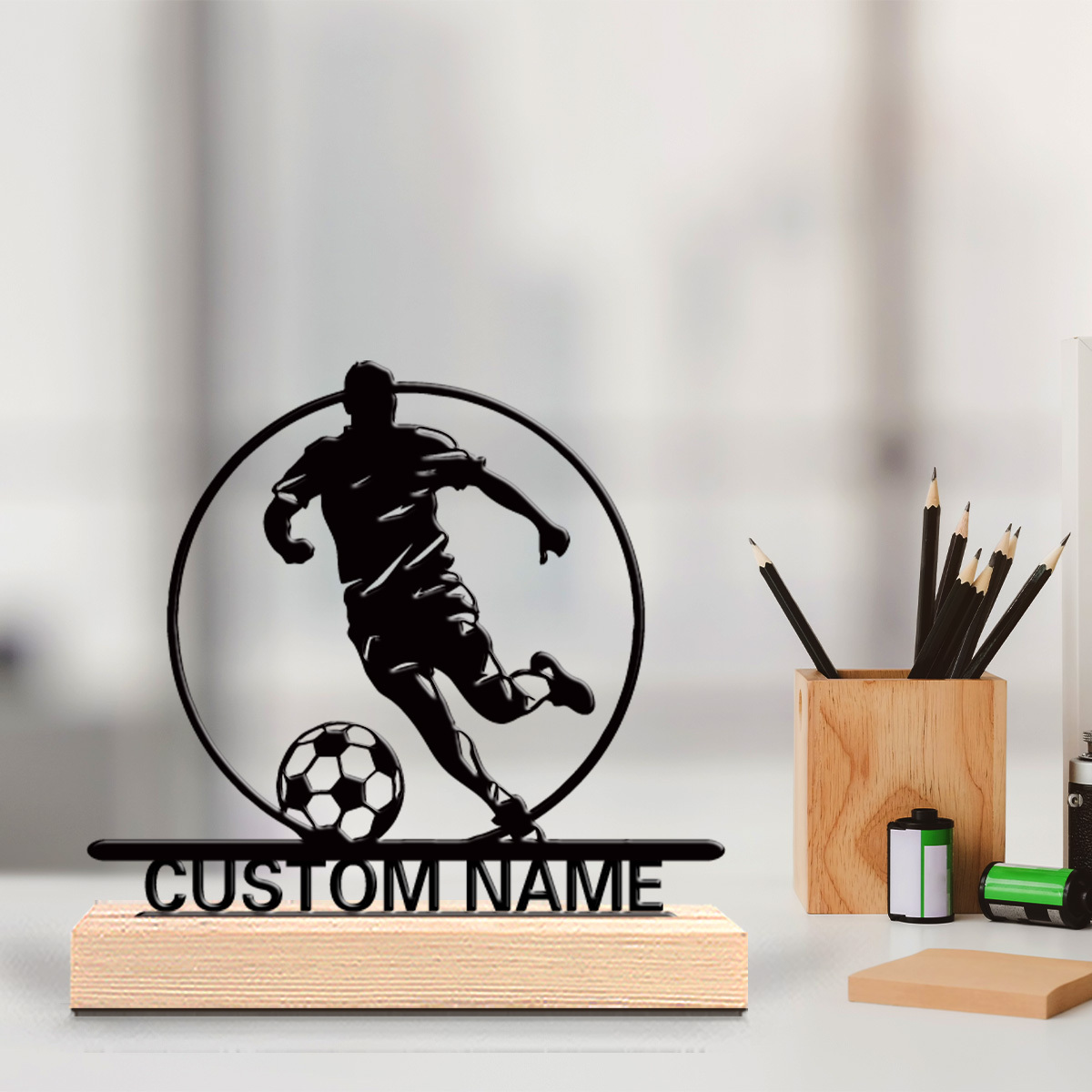 Home Decor Names - Custom Soccer Player Metal Statue with