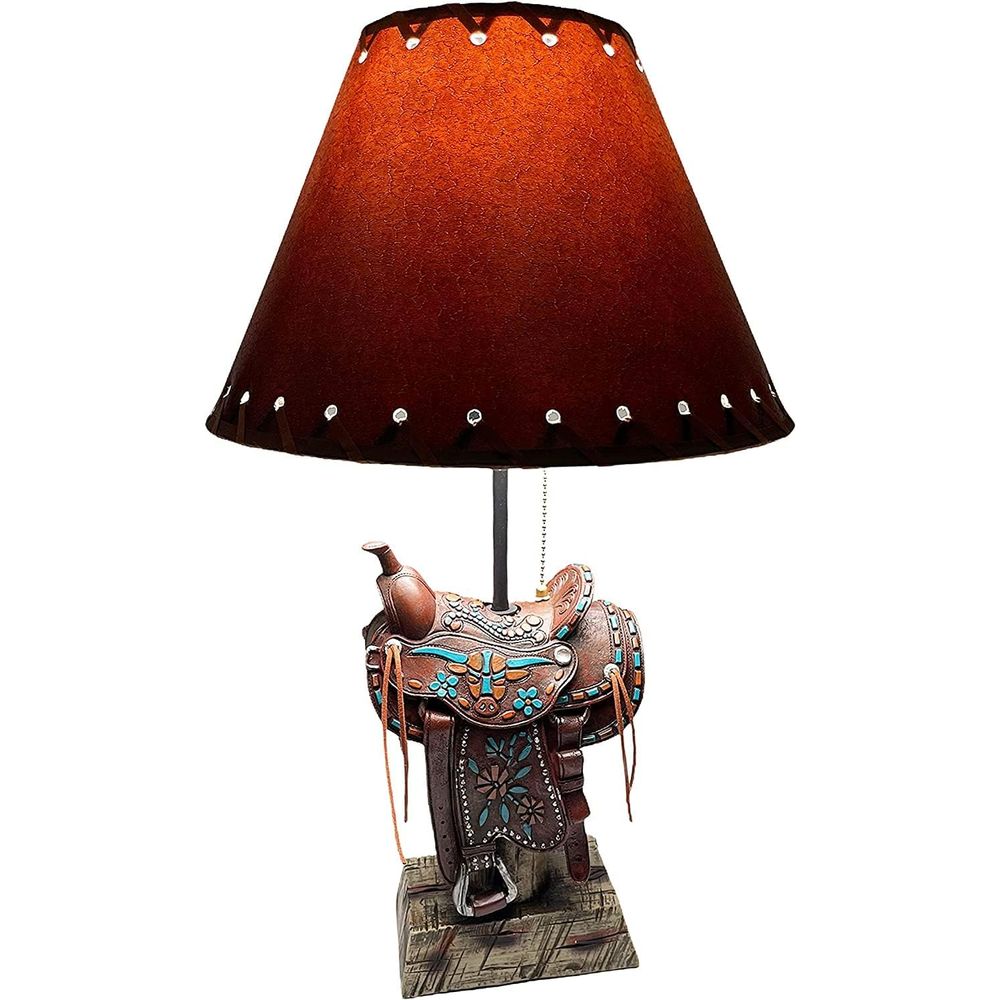 Western Brown and Teal Longhor - đánh giá và giá Home Decor Lamp