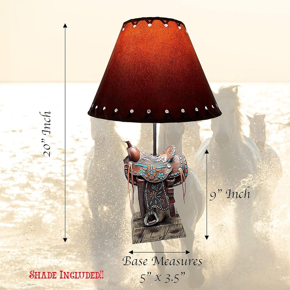 Western Brown and Teal Longhor - đánh giá và giá Home Decor Lamp