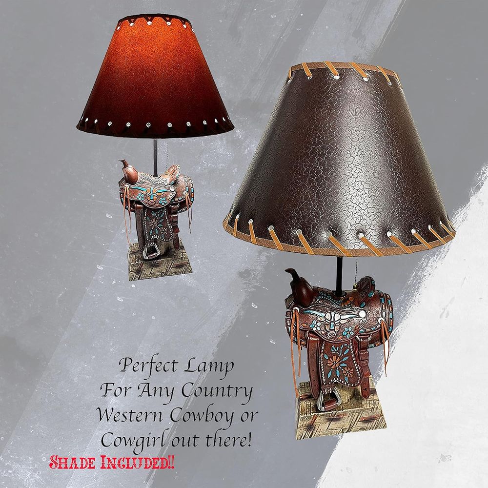 Western Brown and Teal Longhor - đánh giá và giá Home Decor Lamp