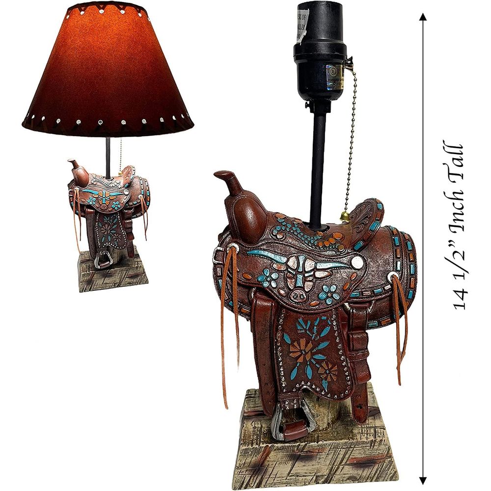 Western Brown and Teal Longhor - đánh giá và giá Home Decor Lamp