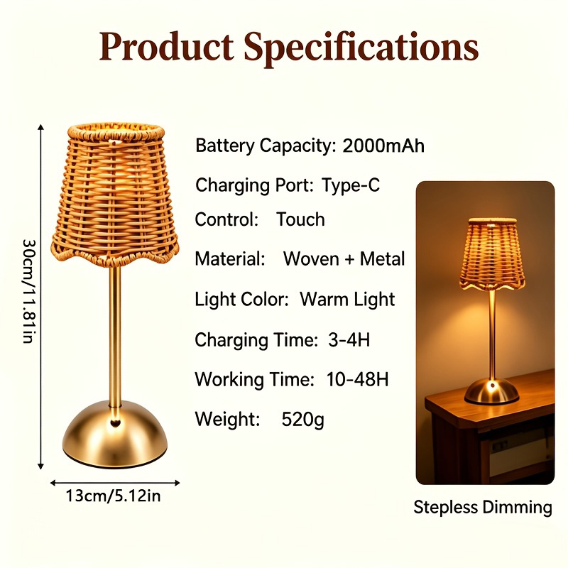 Bohemian Woven Rattan Art Tabl - đánh giá và giá Home Decor Lamp