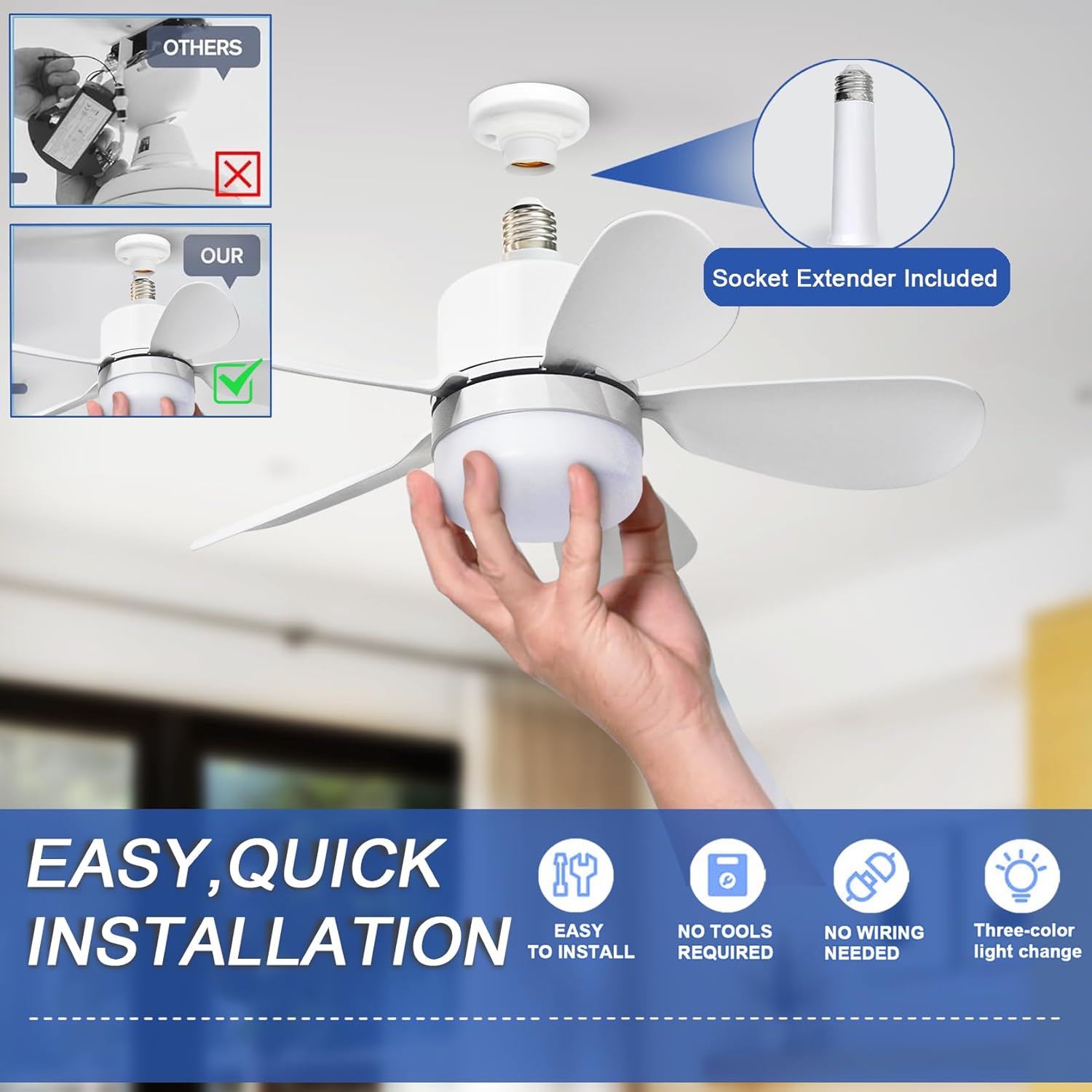 Socket Fan Light with Remote,  - đánh giá và giá Home Decor Lamp