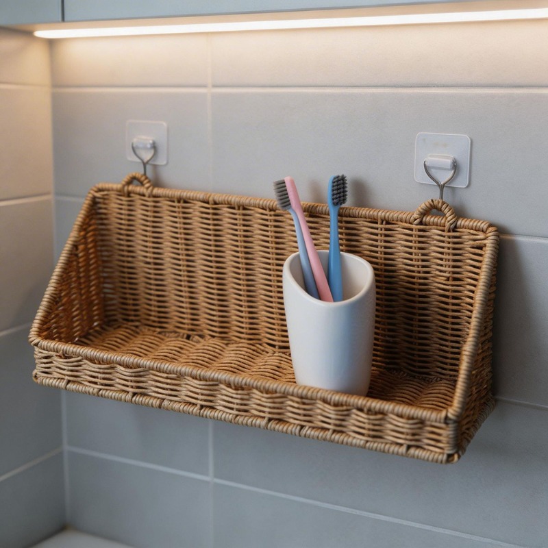 Woven Rattan Hanging Storage B - đánh giá và giá Woven Wall Basket