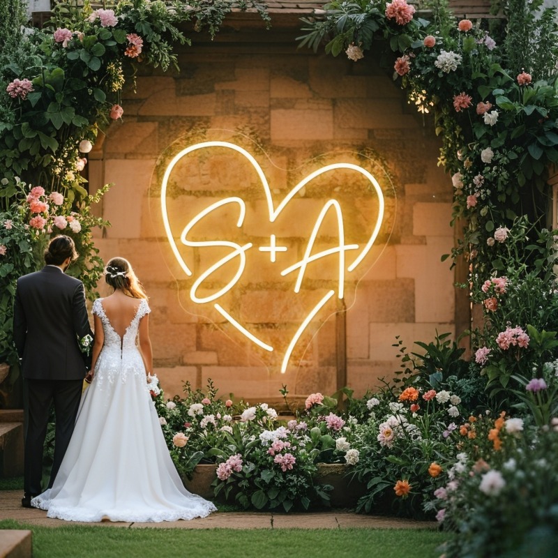 Custom Initials Heart LED Neon - đánh giá và giá Home Decor Names