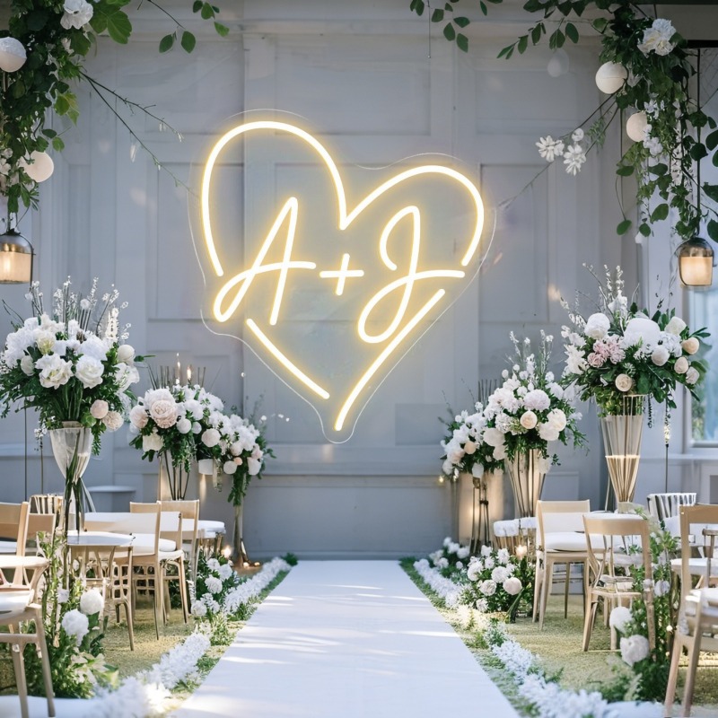 Custom Initials Heart LED Neon - đánh giá và giá Home Decor Names