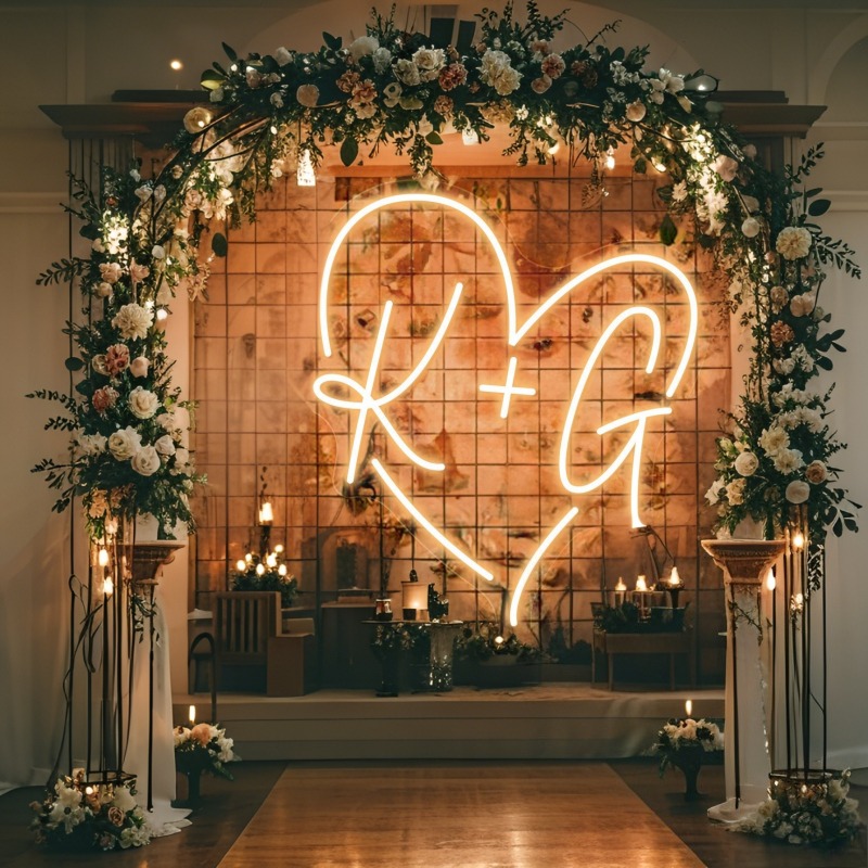 Custom Initials Heart LED Neon - đánh giá và giá Home Decor Names