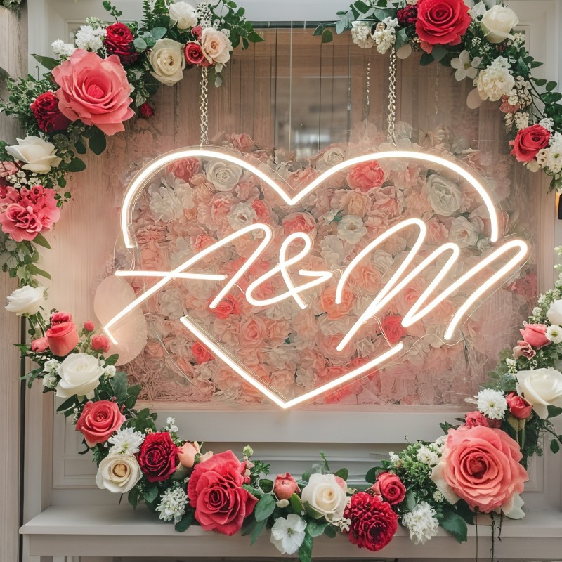 Custom Initials Heart LED Neon - đánh giá và giá Home Decor Names