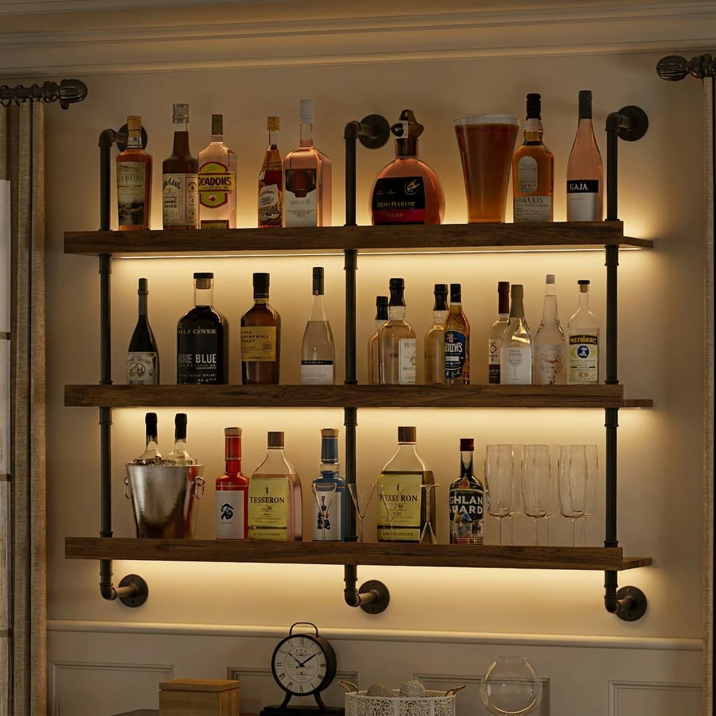 Wall Mounted Wine Rack With LE - đánh giá và giá Floating Shelves