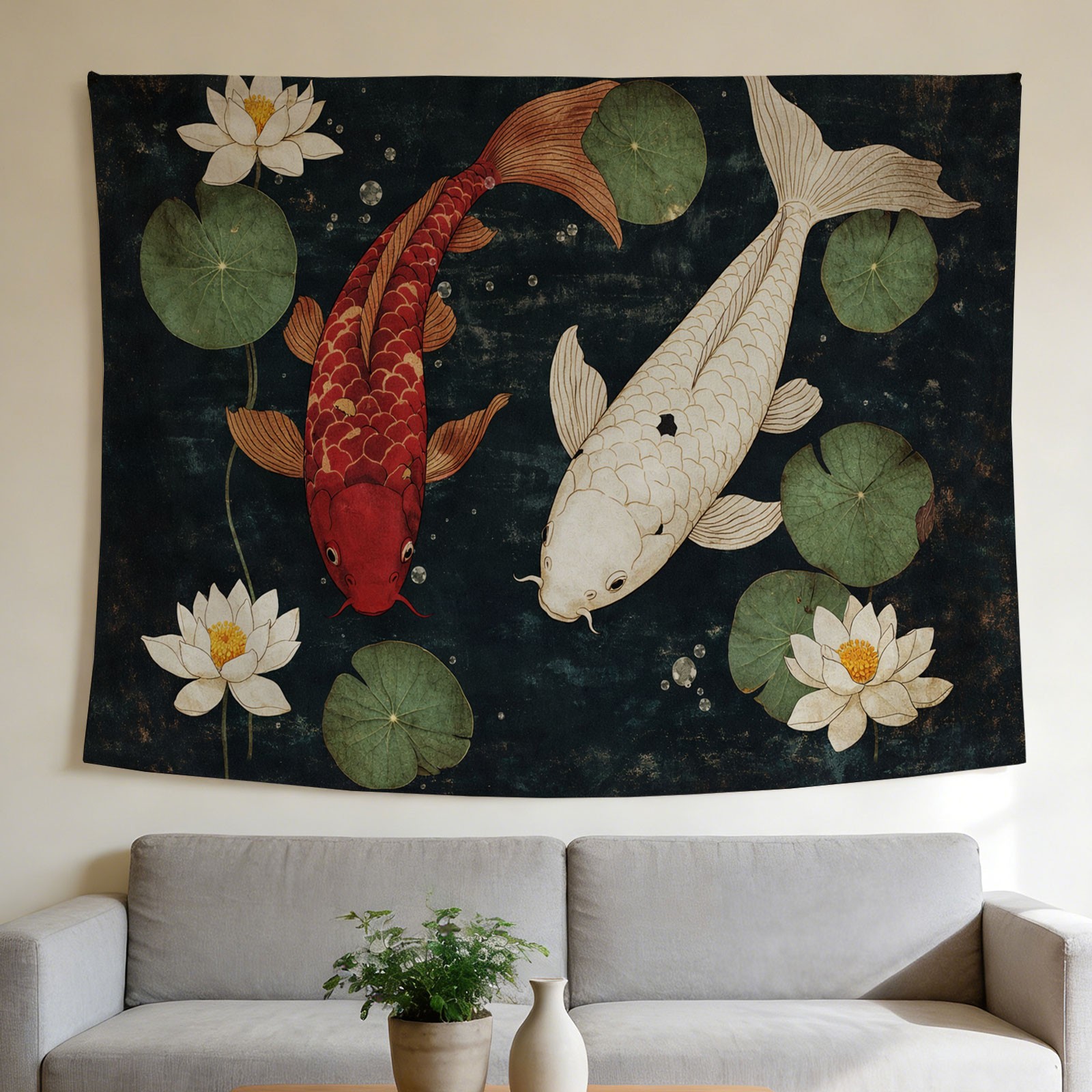 Luxury Koi Fish and Lotus Flow - đánh giá và giá Home Decor Japandi Style